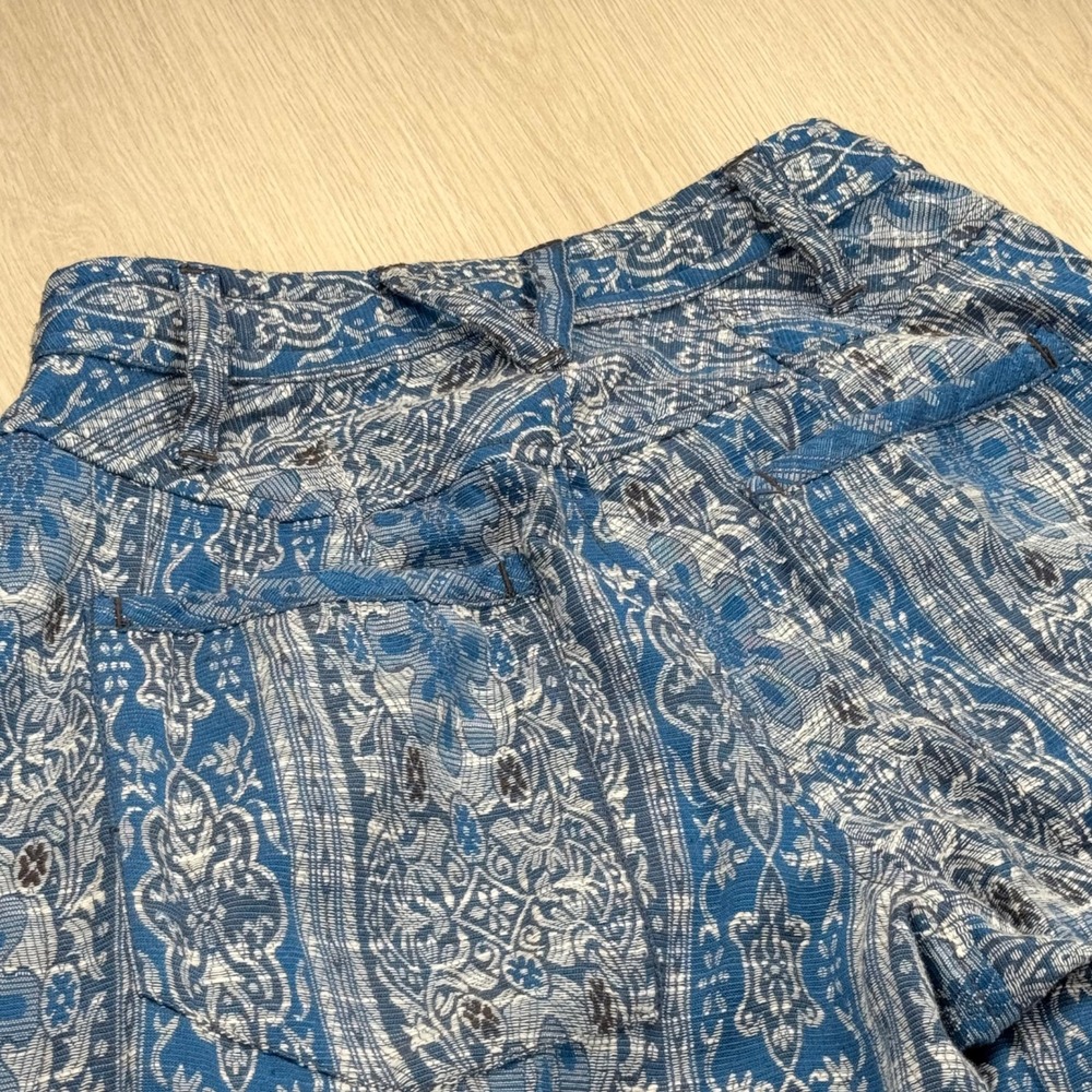 Free People Blue Medallion Stripe Wide Leg Boho Pants Linen Blend Size 0 - Picture 11 of 11